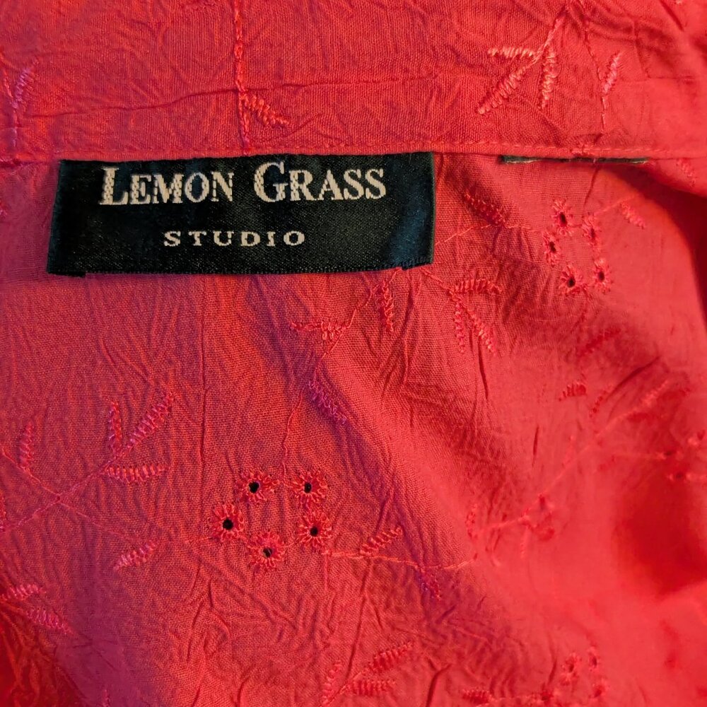 Lemon grass pink embroidery button down - large - Picture 6 of 6